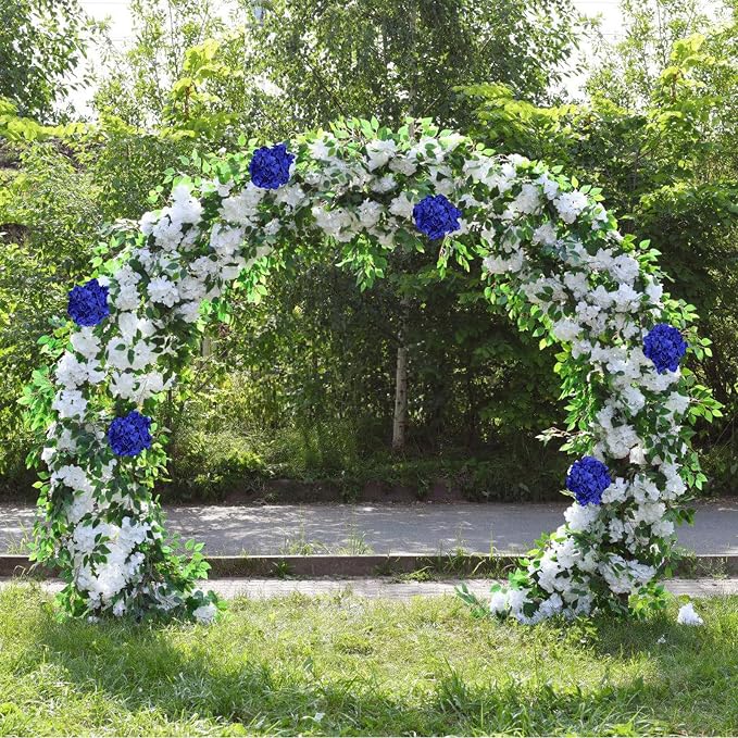 AVIVIHO 65pcs Fake Flowers Royal Blue Hydrangea Artificial Flowers Bulk Silk - Image 7