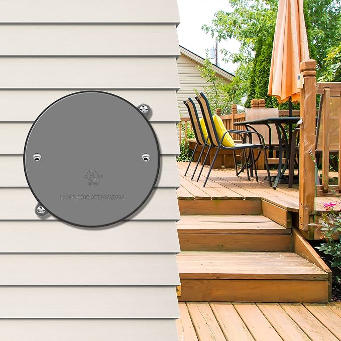 ENERLITES 4” Diameter Round Weatherproof Blank Metal Wall Plate - Image 7