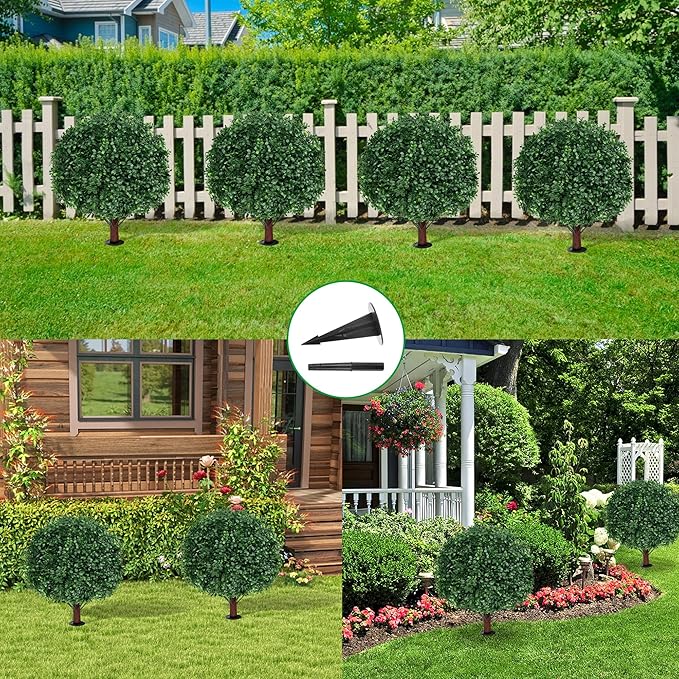 Grooy Artificial Set of 2 UV Resistant Boxwood Topiary Ball - Image 7