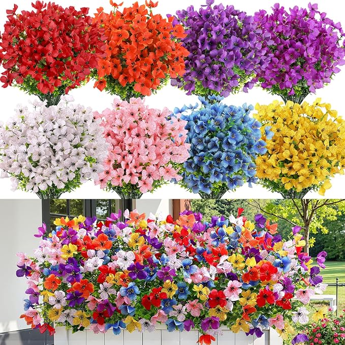 SHareconn 20 Bundles Artificial Flowers UV Resistant Outdoor Decor | Realistic by SHareconn