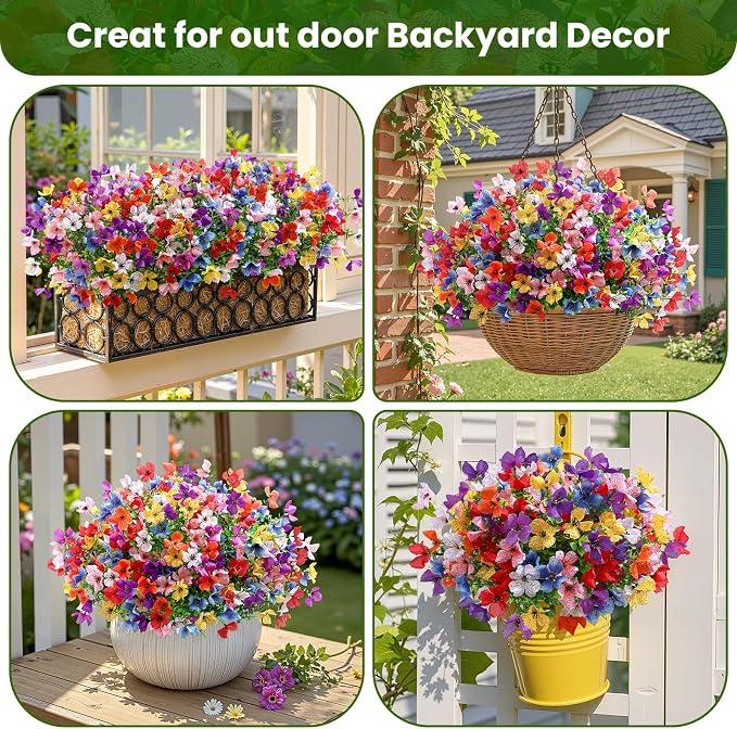 SHareconn 20 Bundles Artificial Flowers UV Resistant Outdoor Decor | Realistic - Image 10