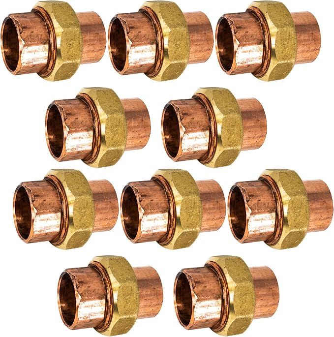 10-Pack 2-Inch Copper Union CxC Sweat Connection, Made in USA, Certified Safe by PROCURU