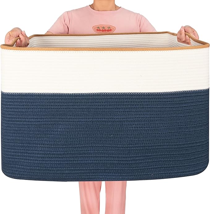 112L Extra Large Blanket Basket Holder Living Room, Dog Toy Organizer Bin Box by MINTWOODDesign