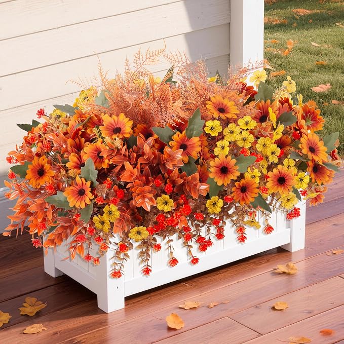 INQCMY Artificial Fall Flowers for Outdoor Porch Decoration - Image 5
