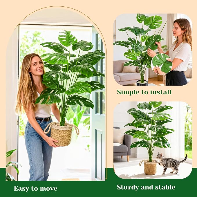 Der Rose 44" Tall Fake Plants, Artificial Tree in Straight Woven Basket | Faux - Image 4