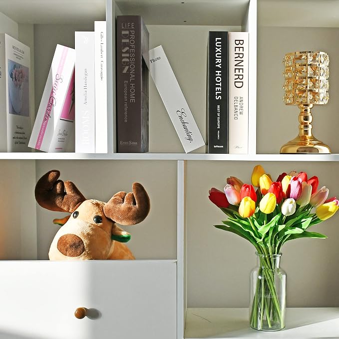 Mandy's 28pcs Artificial Multicolor Tulips | 13.5 Inch Lifelike PU Tulips Faux - Image 9