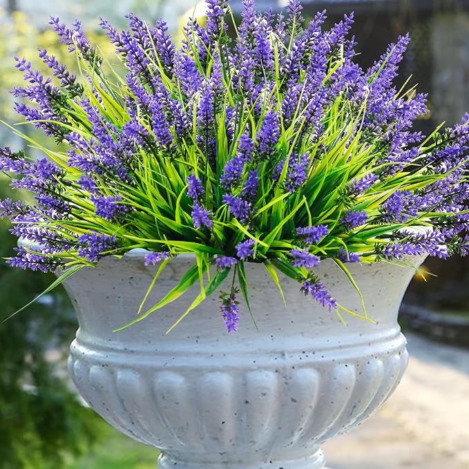 Rowfad 44 Pcs Artificial Outdoor Flowers Lavender Fake Greenery Plants UV - Image 9