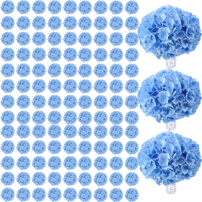 AVIVIHO 105pcs Blue Fake Flowers Hydrangea Artificial Flowers Bulk Silk Flowers by Aviviho