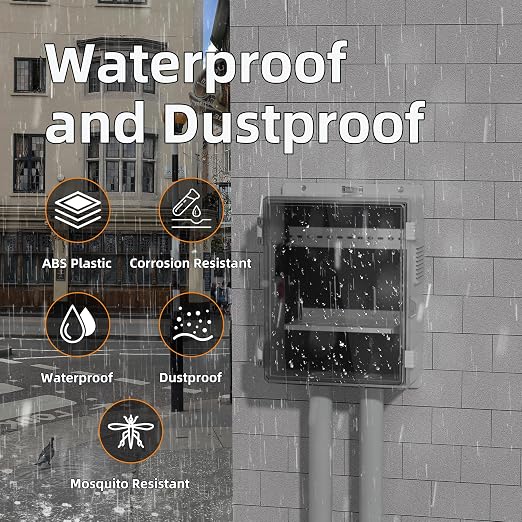 Joinfworld Outdoor Electrical Box, Din Rail, Waterproof Clear Cover, WiFi Box - Image 2