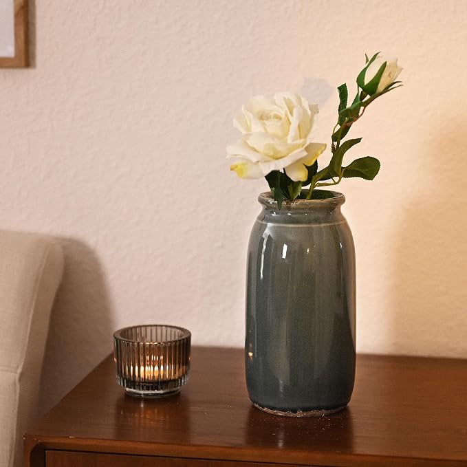 VICTOR & TERESA Rustic Large Blue and Grey Vase - Image 3