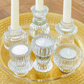 Kate Aspen Vintage Ribbed Glass Black Candlestick Holders, Pillar Candle by KateAspen