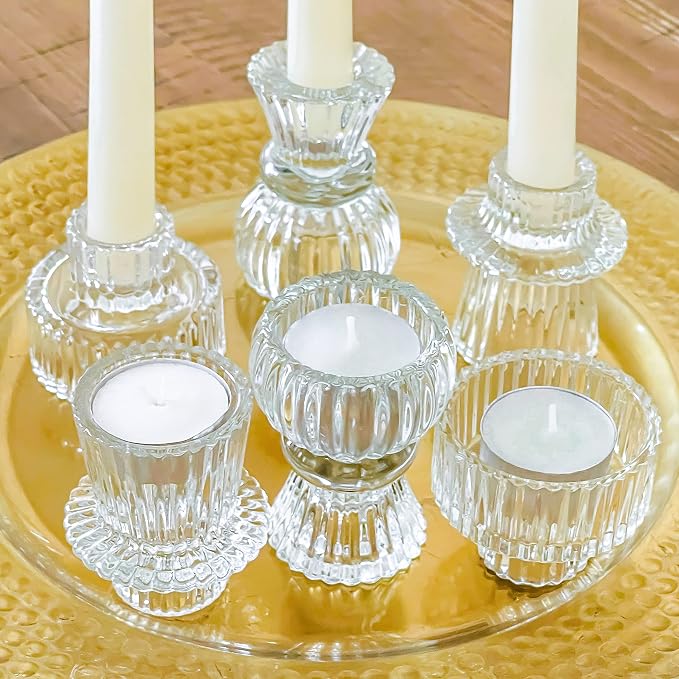 Kate Aspen Vintage Ribbed Glass Black Candlestick Holders, Pillar Candle by KateAspen