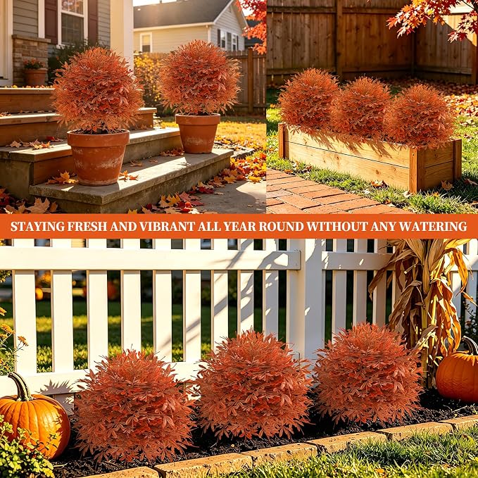 Grooy 2 Pack Artificial Fall Cedar Topiary Trees - Image 7
