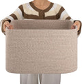 OIAHOMY Cotton Rope Basket, Rectangle Woven Nursery Blanket Basket, Toy Storage by MasterofSpaceOptimization