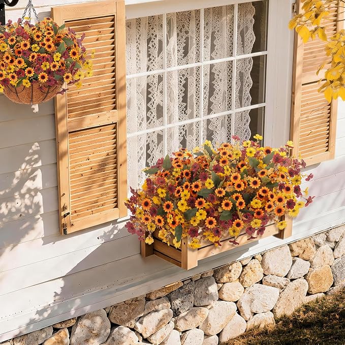 INQCMY Artificial Fall Flowers for Outdoor Porch Decoration - Image 4