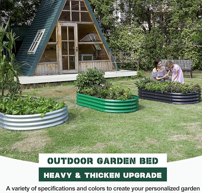Land Guard Galvanized Raised Garden Bed Kit, Planter Boxes Outdoor, Oval Large - Image 2