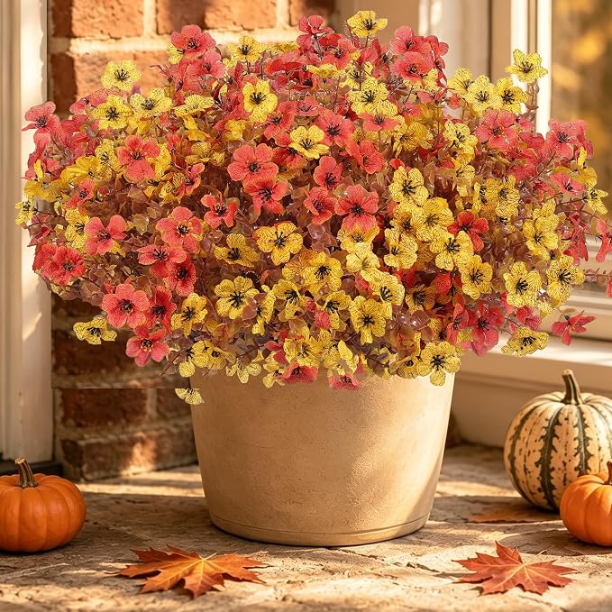 Artificial Faux Mums Flowers Plants by Tiabean