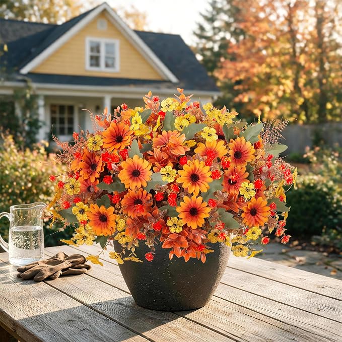 INQCMY Artificial Fall Flowers for Outdoor Porch Decoration - Image 7