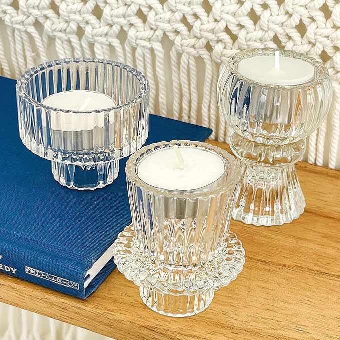 Kate Aspen Vintage Ribbed Glass Black Candlestick Holders, Pillar Candle - Image 7