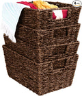 Best Choice Products Rustic Set Of 4 Multipurpose Stackable Seagrass Storage by Unknown