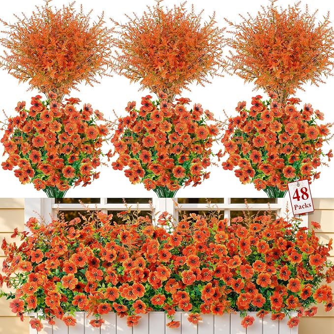 SHareconn 48Pcs Artificial Fall Flowers UV Resistant Fake Mums by SHareconn
