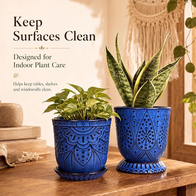 Gepege Ceramic Plant Pots, 6 Inch Indoor Planters - Image 2