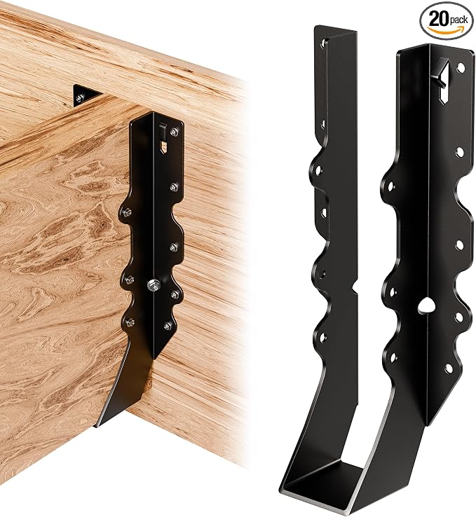 20 Pcs Black Joist Hangers 2X10, 18 Gauge Rafter Brackets, Hurricane Straps by Herbert-fty