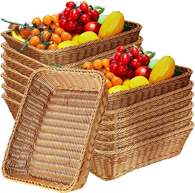 Eccliy 14 Pack Wicker Bread Baskets Woven Serving Basket, 15.8 Inch | Poly by Eccliy