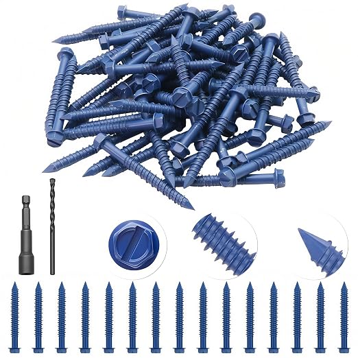 60Pcs 1/4" x2-1/4 Concrete Screws by Unknown