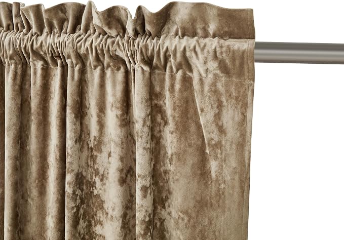 Chezmoi Collection Lux Tan Crushed Velvet Curtains 2 Panel Set - Image 9