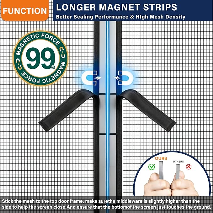 Magnetic Screen Door, Door Screen Magnetic Closure-Keeps Bugs Out Let Breeze in - Image 3
