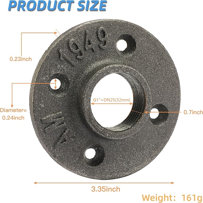 1" Heavy Duty Floor Flange, Home TZH 20 Pack Malleable iron Pipe Flange - Image 2