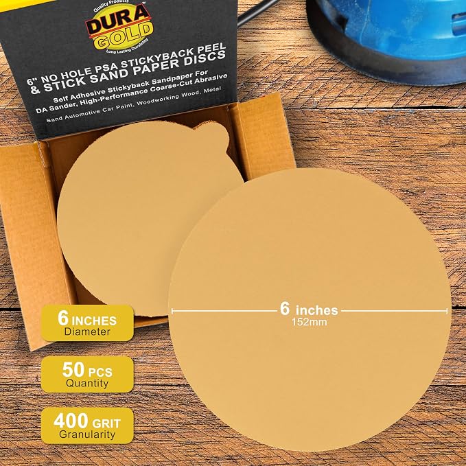 Dura-Gold Premium 6" Gold PSA Sanding Discs - Image 2