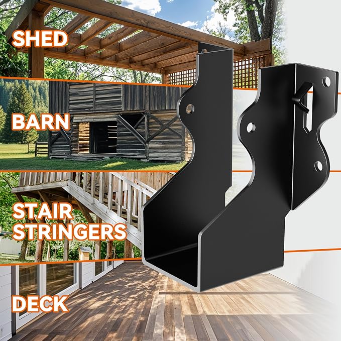 20 Pcs 2x4 Joist Hangers Black, 18 Gauge Face Mount Joist Hangers 2x4 Deck - Image 6