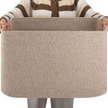 OIAHOMY XXLarge Rectangle Blanket Basket-96L, Cotton Woven Basket by MasterofSpaceOptimization