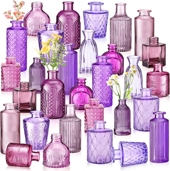 Yaomiao 30 Pcs Glass Bud Vases Centerpieces, Mini Colored Flower Vase by Yaomiao