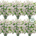 24 Pcs Artificial Flowers for Outdoors Decorations, UV resistant, faux plastic by OuddyDecor