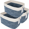 XUANGUO Woven Cotton Rope Storage Baskets 15x10x9.3" 3 Pack White and Blue | by XUANGUO