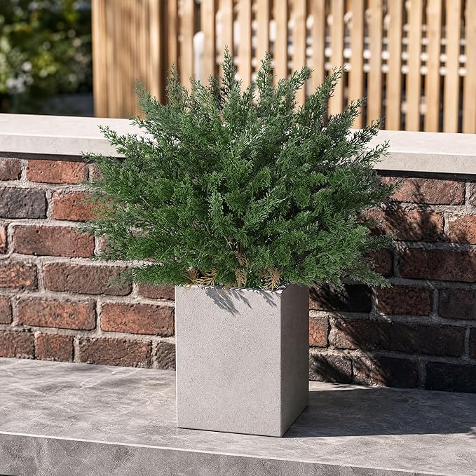 Cedar Stems Fake Plants Artificial Plants Outdoor Decor, 4 Bundles Cedar - Image 4