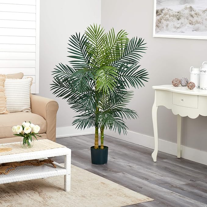 Nearly Natural 5 ft Artificial Golden Cane Palm Tree - Image 9