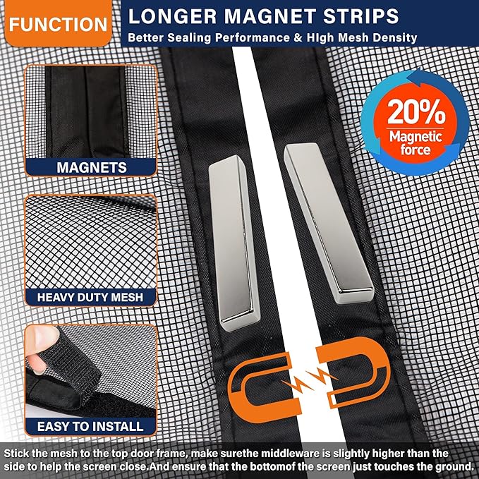 Magnetic Screen Door, Door Screen Magnetic Closure-Keeps Bugs Out Let Breeze in - Image 3
