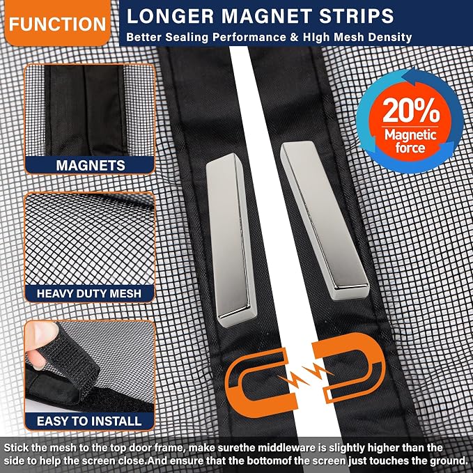 Magnetic Screen Door, Door Screen Magnetic Closure-Keeps Bugs Out Let Breeze in - Image 3