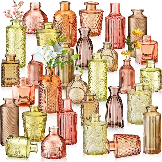 Yaomiao 30 Pcs Glass Bud Vases Centerpieces, Mini Colored Flower Vase by Yaomiao