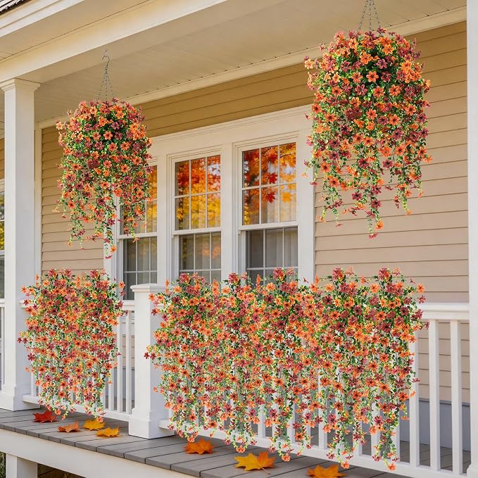 Artificial Fall Fake Flowers for Outdoor Decor, Look Real Autumn Silk Flower - Image 5