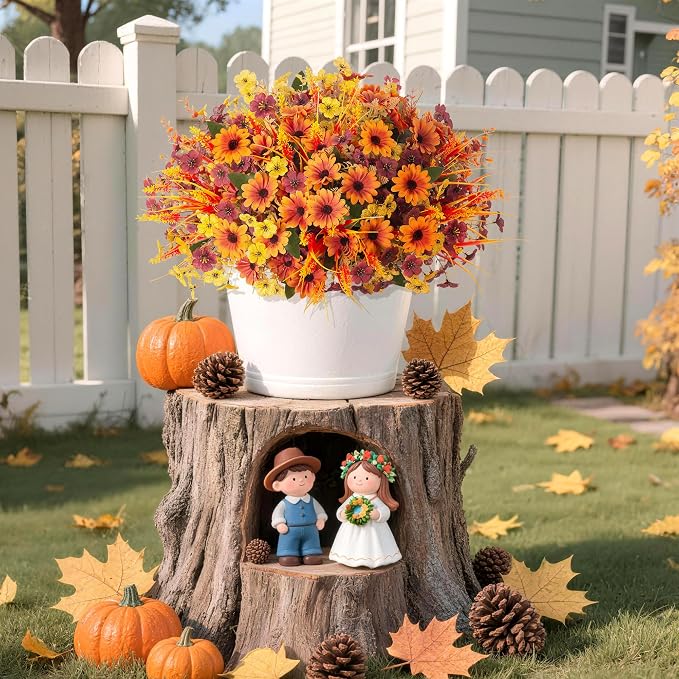 INQCMY Artificial Fall Flowers for Outdoor Porch Decoration - Image 6