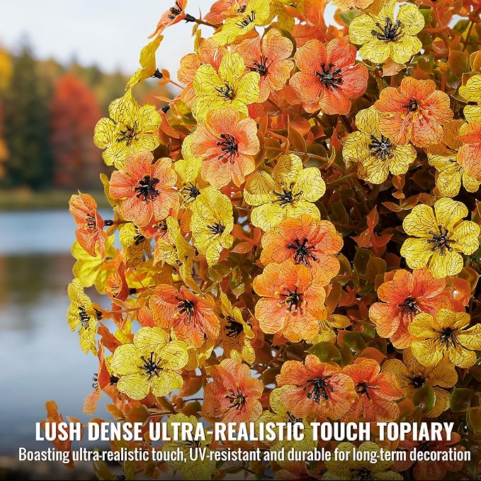 Alupssuc 4Pcs 20" UV Resistant Artificial Fall Ball Flowers - Image 4