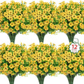 12 Pcs Artificial Flowers for Outdoors Decorations, UV resistant, faux plastic by OuddyDecor