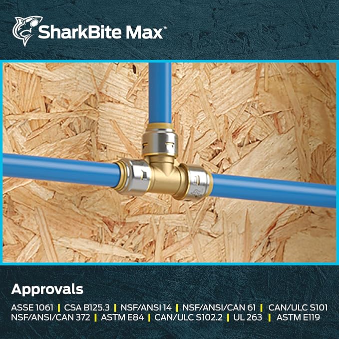 SharkBite Max 1/2 Inch Tee, Push to Connect Brass Plumbing Fitting, PEX Pipe - Image 6