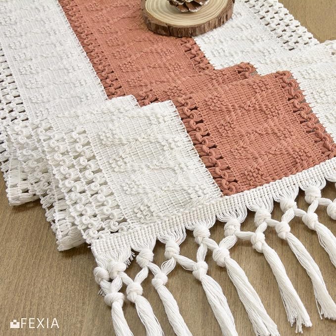 Boho Table Runner for Home Decor 12x90 Coral Farmhouse Decorations | 90 Inches - Image 3