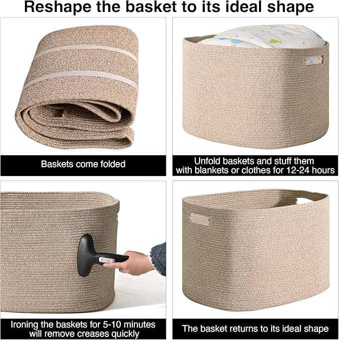 ICERZCZ Large Storage Basket for Organizing, Blanket Basket for Living Room - Image 7